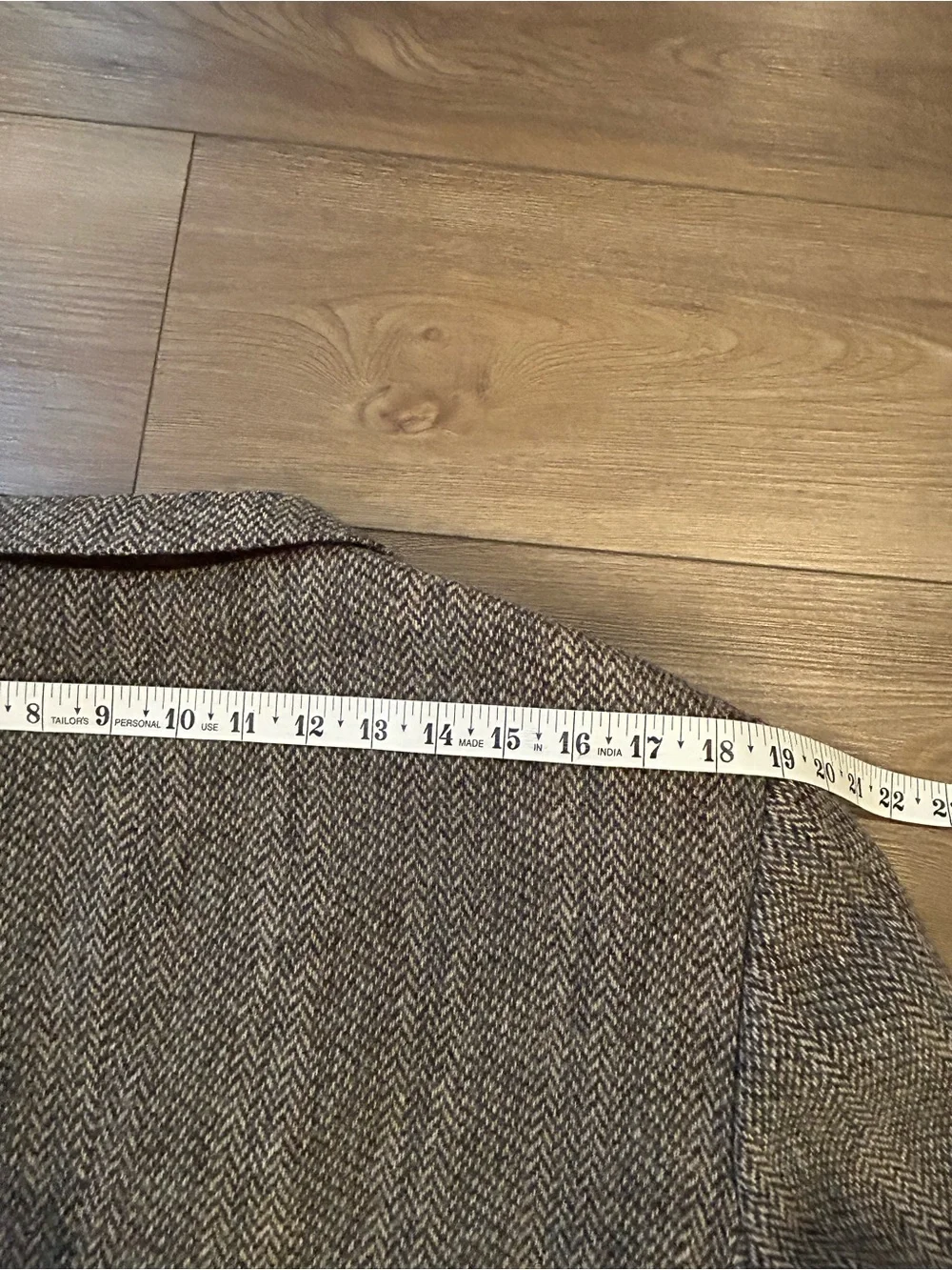 Woolmere 100% Wool Herringbone Sport Coat Elbow Patches Estimated Size 44 46R